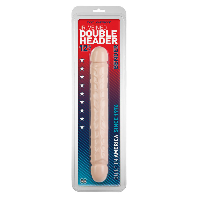 Jr Veined Double Header 12 Inch Bender Dong Flesh Pink - Image 3
