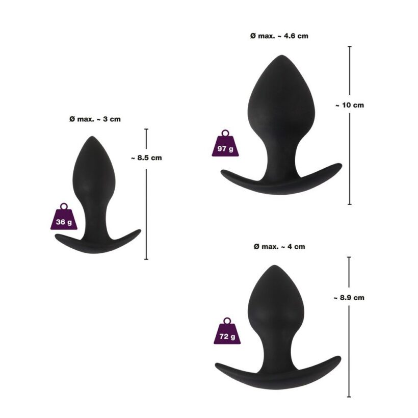 Black Velvet Silicone Three Piece Anal Training Set - Image 4