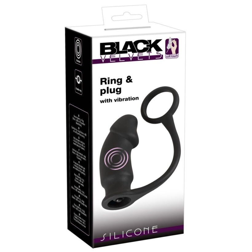 Black Velvets Vibrating Anal Plug And Cock Ring - Image 4