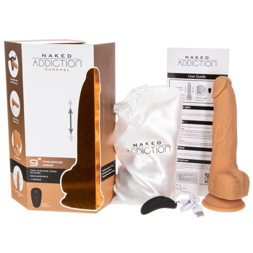 Naked Attraction 9 Inch Thrusting Dildo Caramel - Image 4