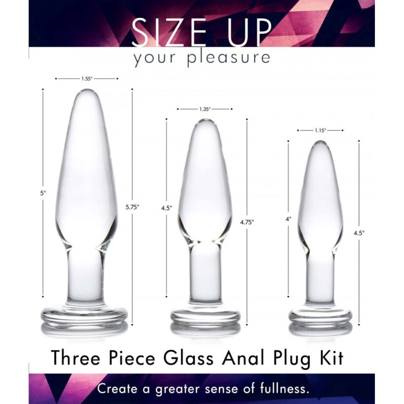 XR Dosha 3 Piece Glass Anal Plug Kit - Image 2