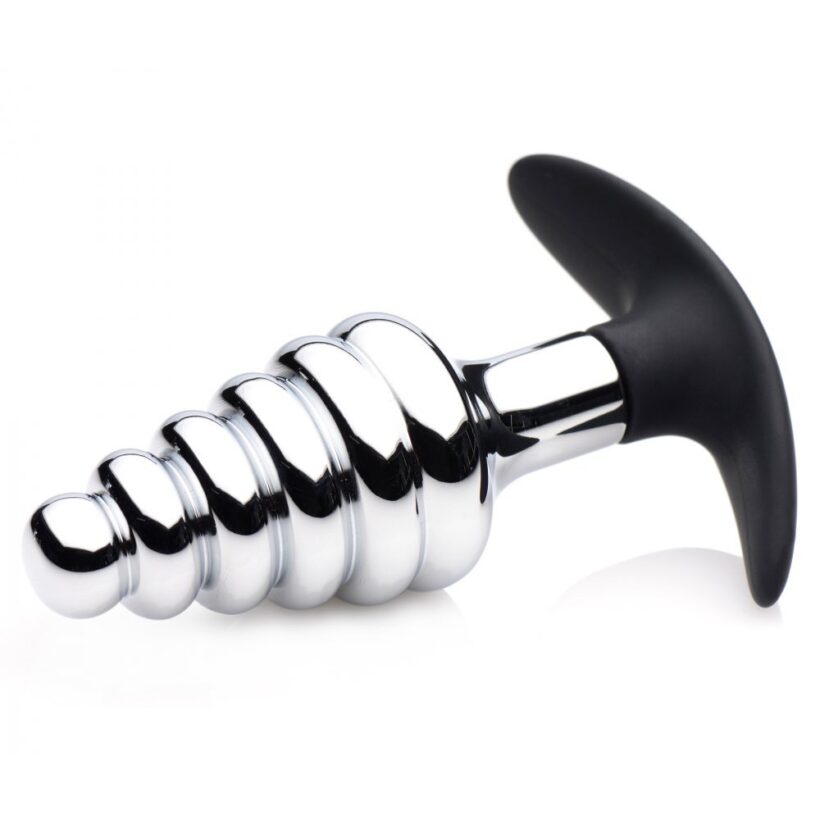 Master Series Dark Hive Metal And Silicone Ribbed Anal Plug - Image 2