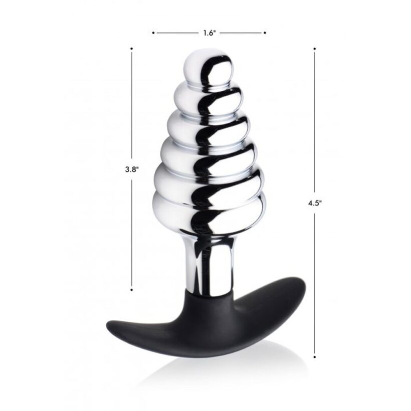 Master Series Dark Hive Metal And Silicone Ribbed Anal Plug - Image 4