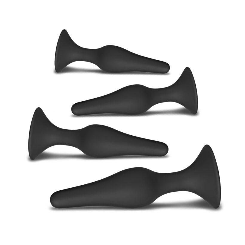 Set of Four Silicone Butt Plugs Black - Image 2