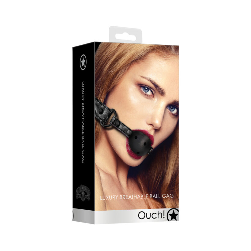 Ouch Breathable Luxury Black Ball Gag - Image 4