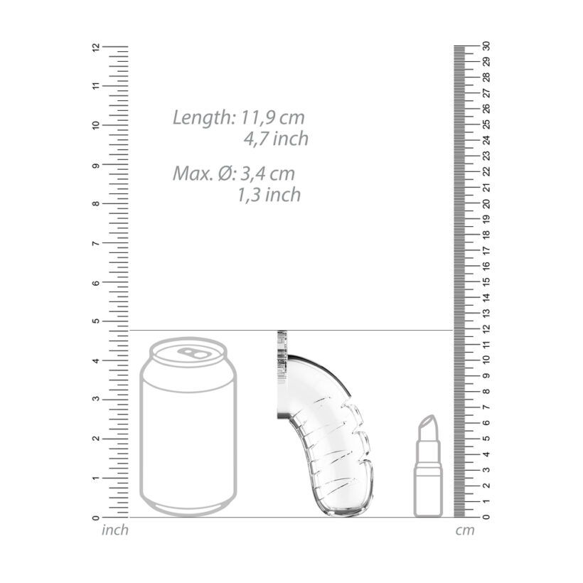 Man Cage 16 Male 4.5 Inch Clear Chastity Cage With Urethal Sound - Image 4