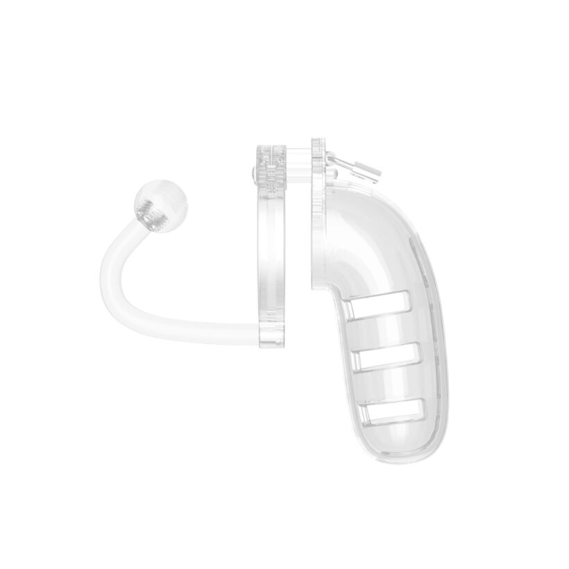 Man Cage 12  Male 5.5 Inch Clear Chastity Cage With Anal Plug - Image 2