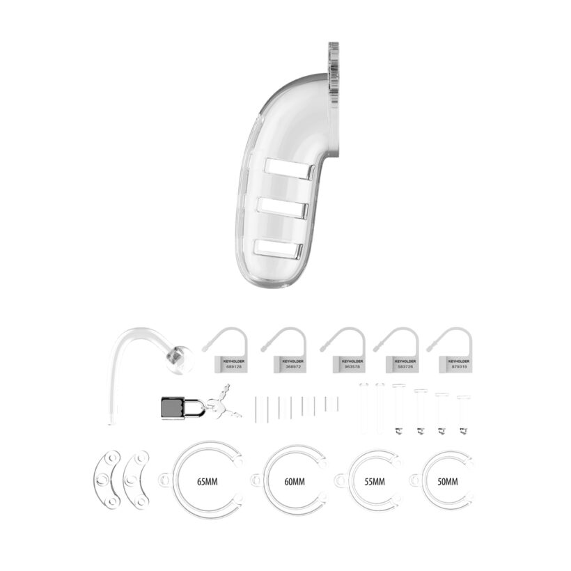 Man Cage 12  Male 5.5 Inch Clear Chastity Cage With Anal Plug - Image 3