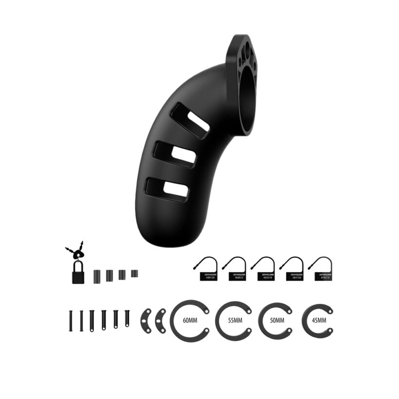 Man Cage 21 Male 4.5 Inch Black Silicone Chastity Cage - Image 4