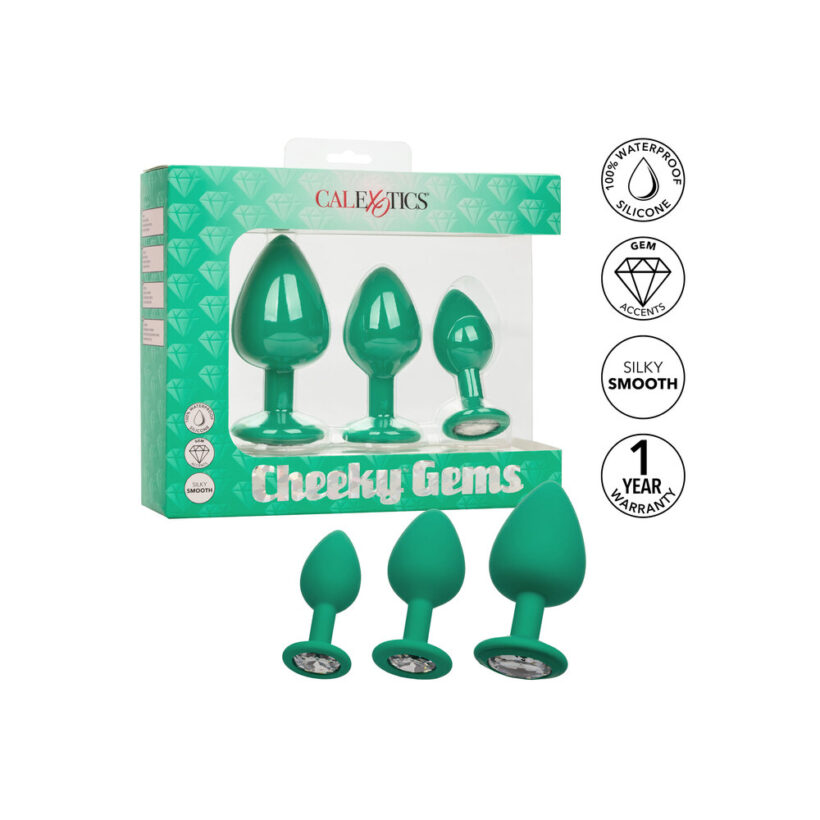 Cheeky Gems Butt Plugs 3 Piece Set Green - Image 4