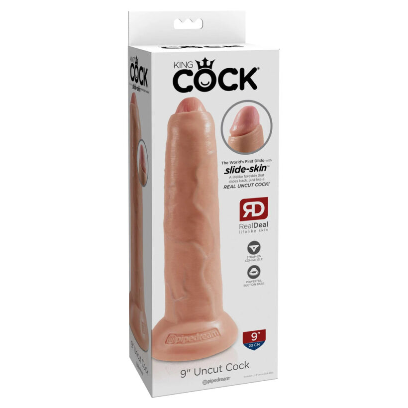 King Cock 9 Inch Flesh Uncut Cock Dildo - Image 4