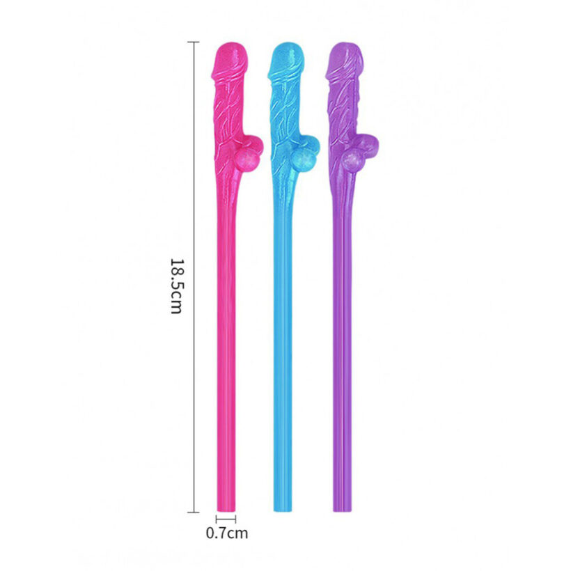 Lovetoy Pack Of 9 Willy Straws Blue Pink And Purple - Image 2