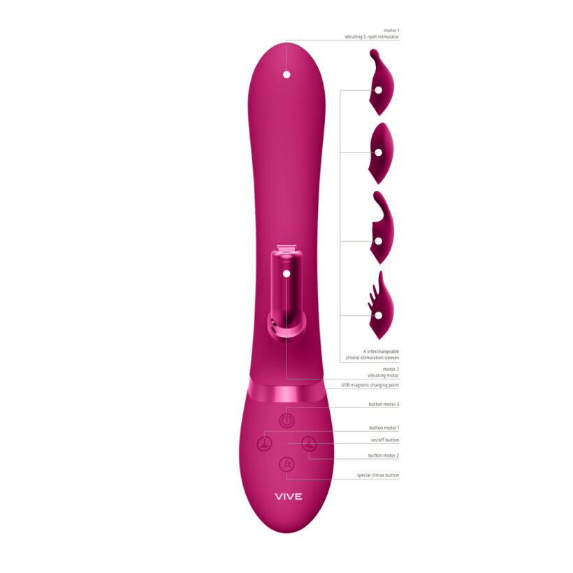 Vive Chou Double Action Interchangeable Rabbit Vibrator Pink - Image 2