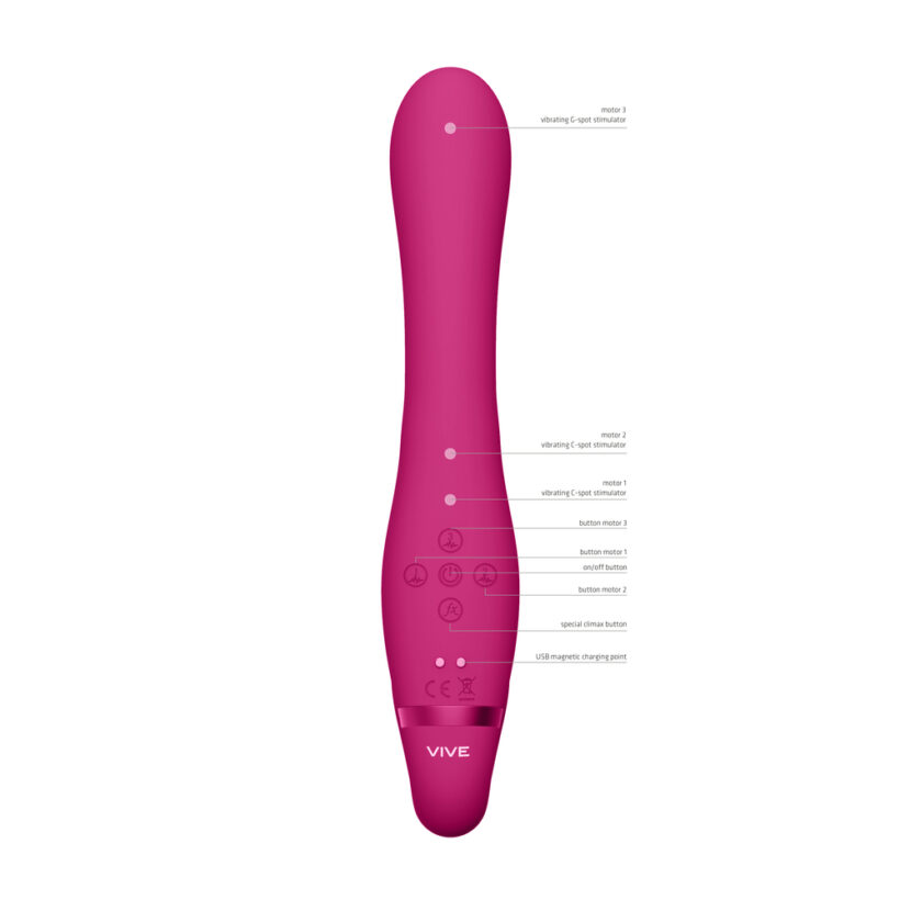 Vive Suki Triple Action Strapless Strap On Vibrator Pink - Image 2